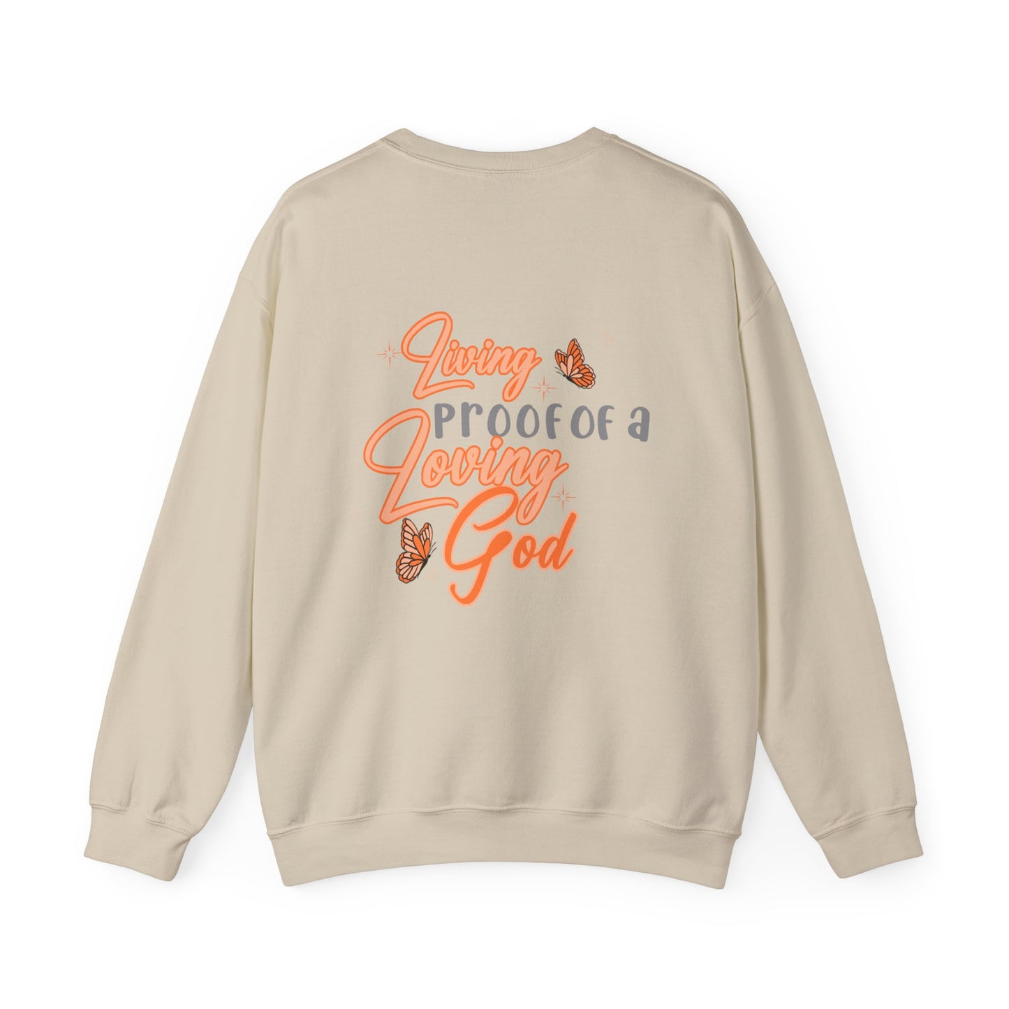 Living Proof of a Loving God Crewneck | Orange