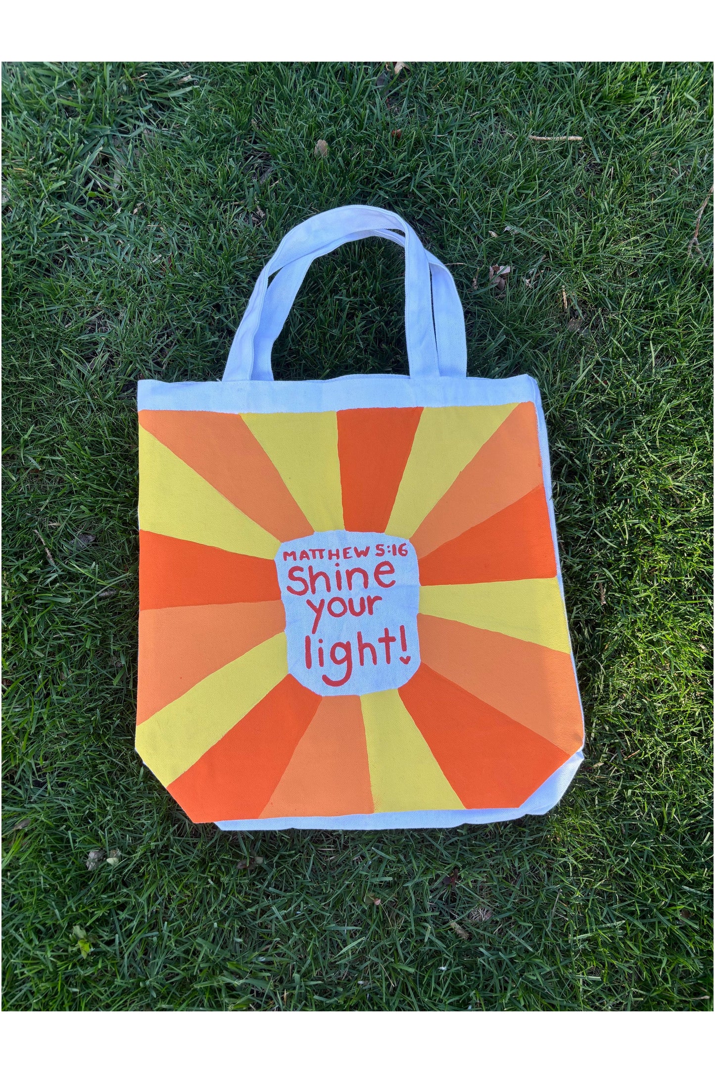 Hand-Painted Shine Your Light Tote Bag