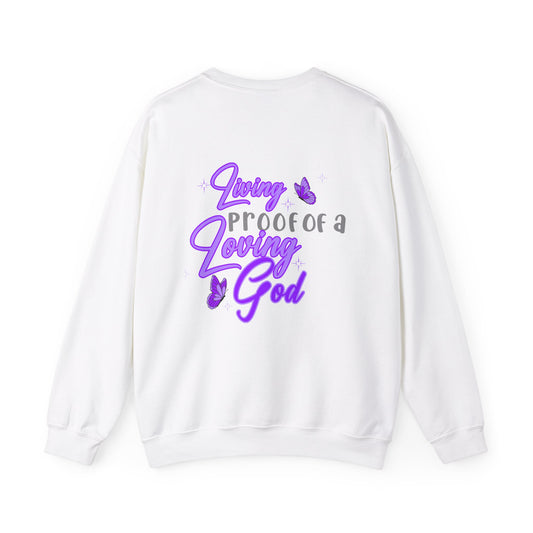 Living Proof of a Loving God Crewneck | Purple