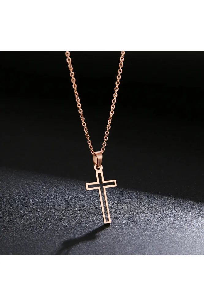 Classic Rose Gold Cross Chain Necklace