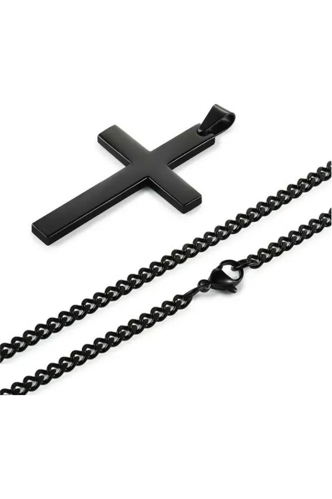 Classic Black Cross Chain Necklace